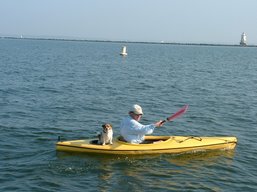 relaxing in kayak after boating class 
